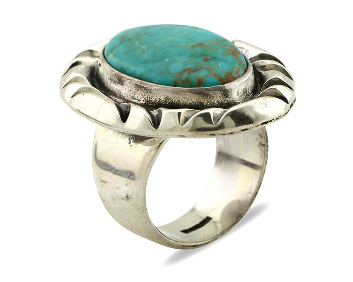Navajo Ring 925 Silver Turquoise Mountain Artist Signed C Montoya C.80's