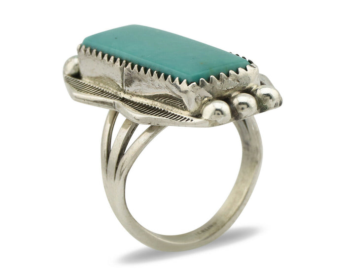 Navajo Ring .925 Silver Turquoise Mountain Artist Signed S C.80's