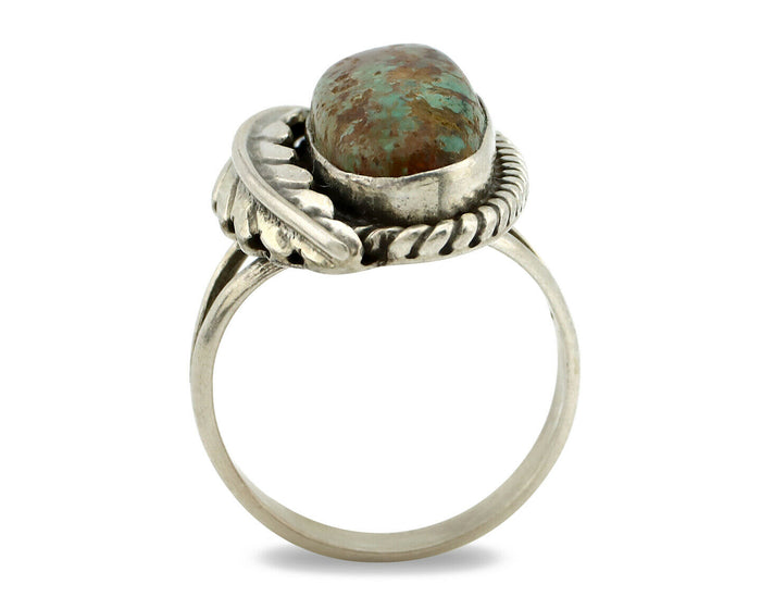 Navajo Ring .925 Silver Turquoise Mountain Signed Artist Apache C.80's
