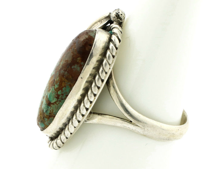 Navajo Ring .925 Silver Turquoise Mountain Signed Artist Apache C.80's
