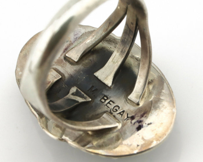 Navajo Ring .925 Silver Turquoise Mountain Signed M Begay C.80's