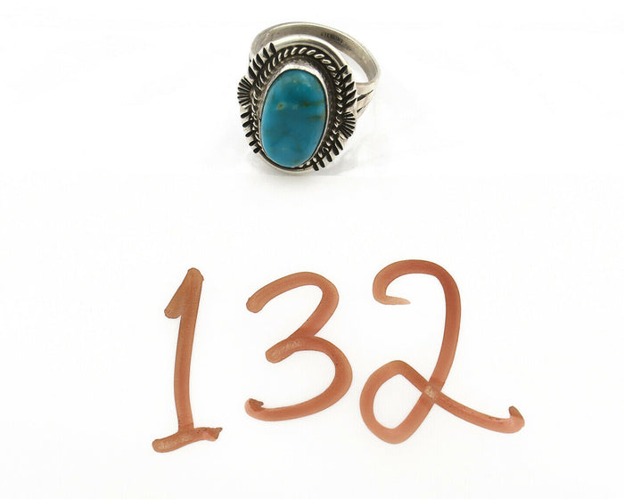 Navajo Ring .925 Silver Turquoise Mountain Signed M Begay C.80's