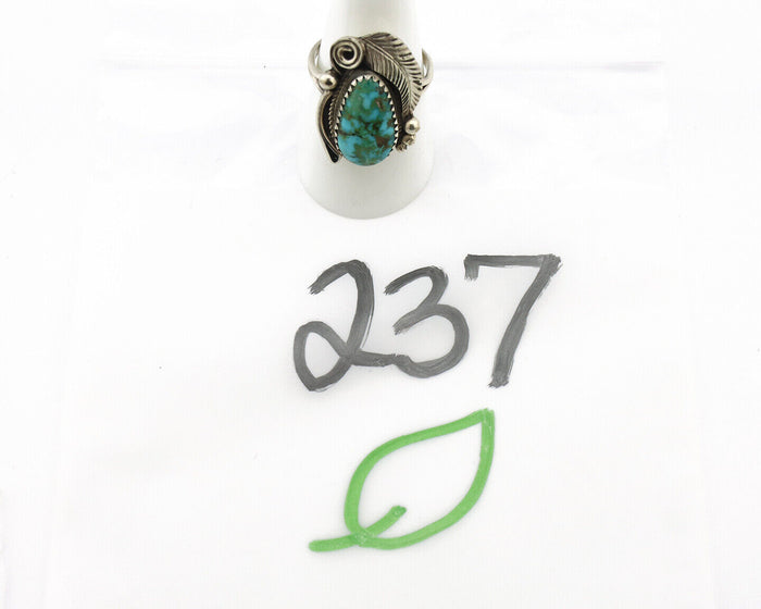 Navajo Ring 925 Silver Turquoise Mtn Turquoise Artist Signed Morris C.80's