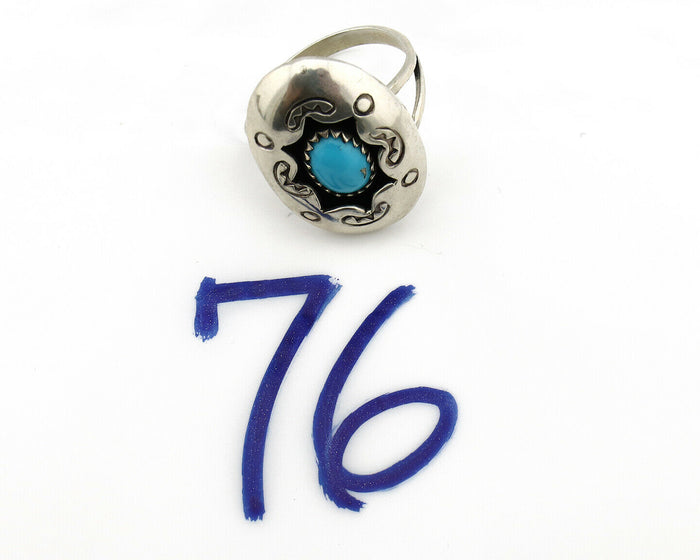 Navajo Shadow Box Ring .925 Silver Blue Turquoise Artist Signed CP C80s