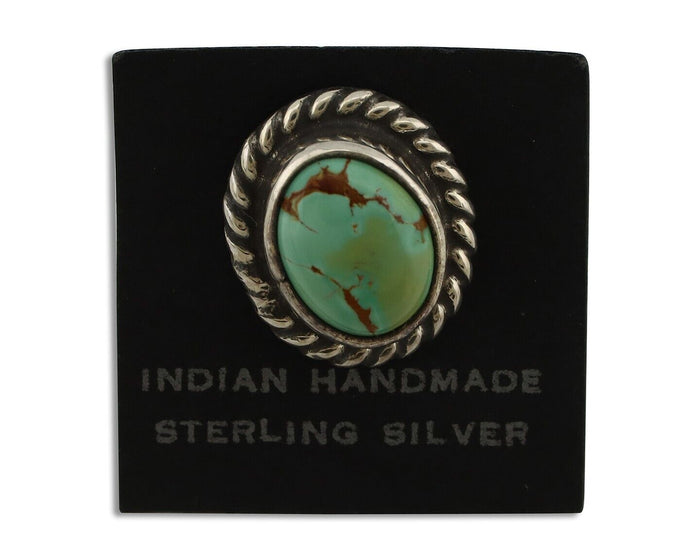 Navajo Tie Tack 925 Silver Natural Mined Turquoise Native American Artist C.80's