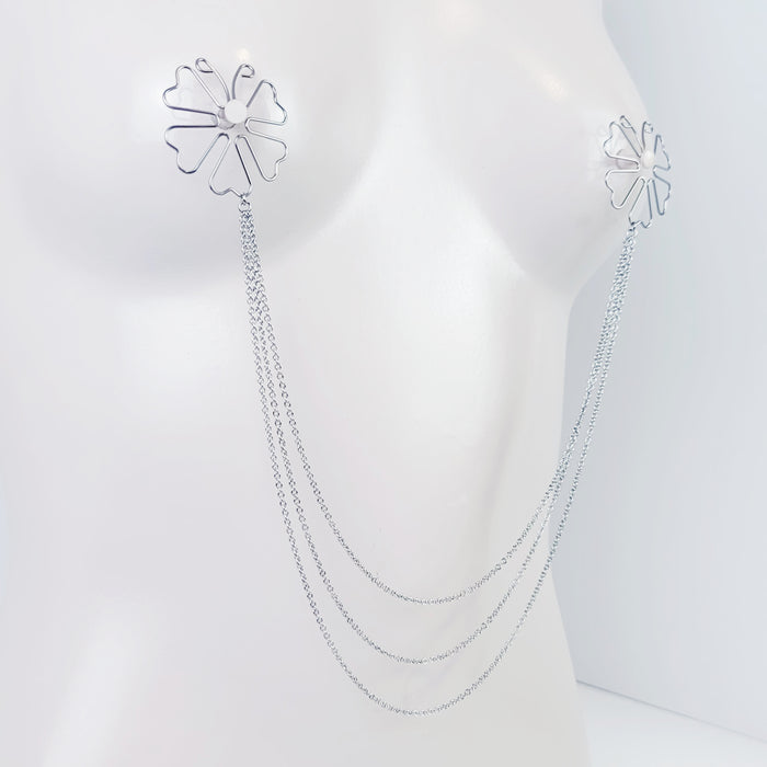 Nipple Shield Clamps, All Stainless Steel, with Chain Attached.