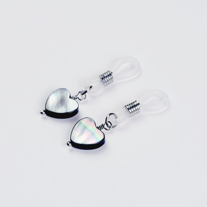 Non Piercing Nipple Nooses, with Shell Hearts. Unisex Nipple Jewelry.