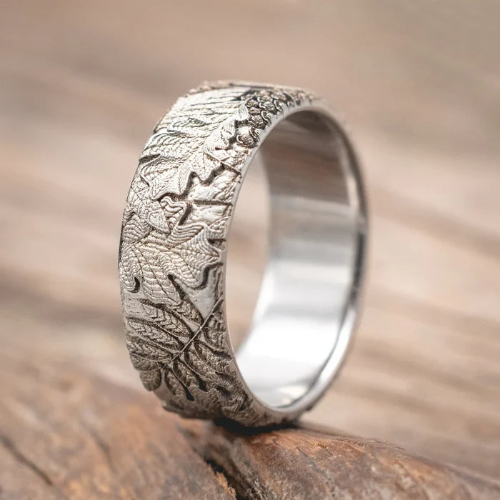 "Oak" - 3D Engraved Forest-Inspired Wedding Band - Titanium (8mm) - Size 12 1/2-Staghead Designs
