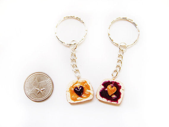 Peanut Butter and Jelly PBJ BFF Keychains Set - Sucre Sucre Miniatures