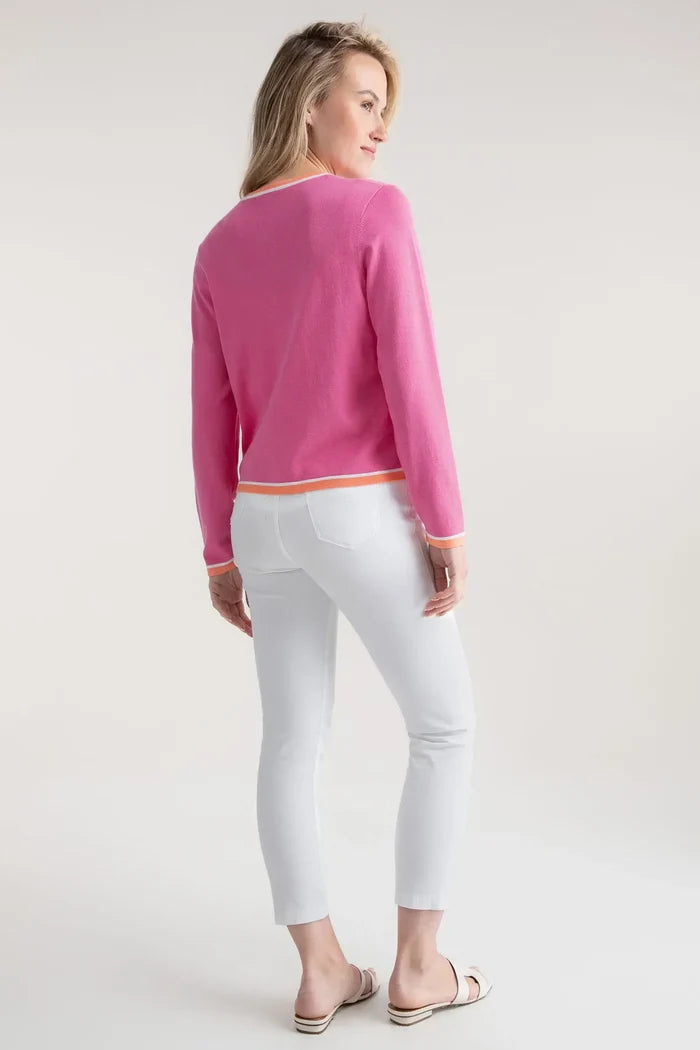 Pink and Orange Button Down Cardigan - Mildred Hoit