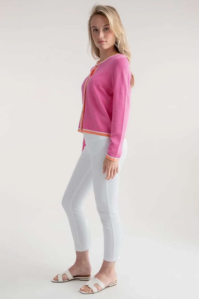 Pink and Orange Button Down Cardigan - Mildred Hoit