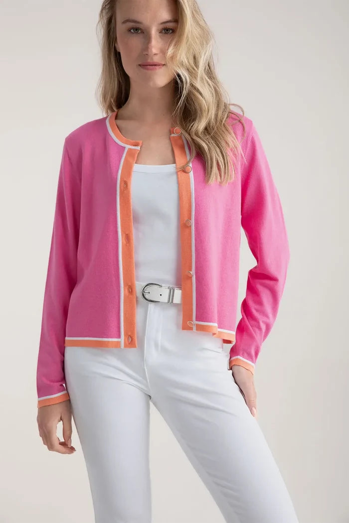 Pink and Orange Button Down Cardigan - Mildred Hoit