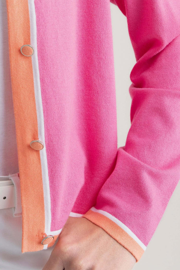 Pink and Orange Button Down Cardigan - Mildred Hoit