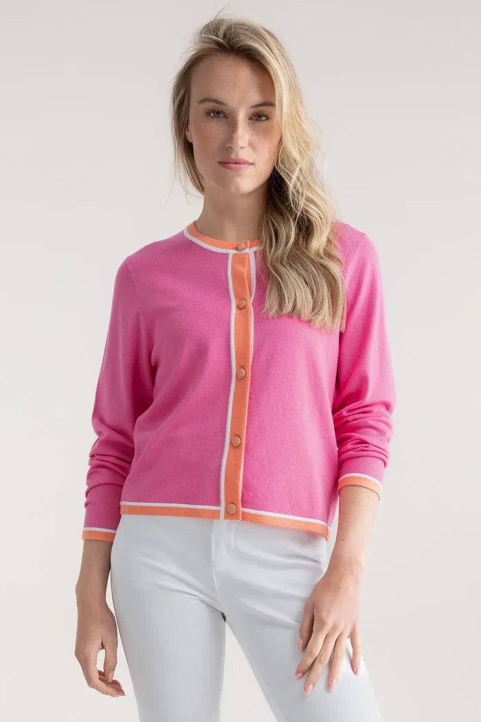 Pink and Orange Button Down Cardigan - Mildred Hoit