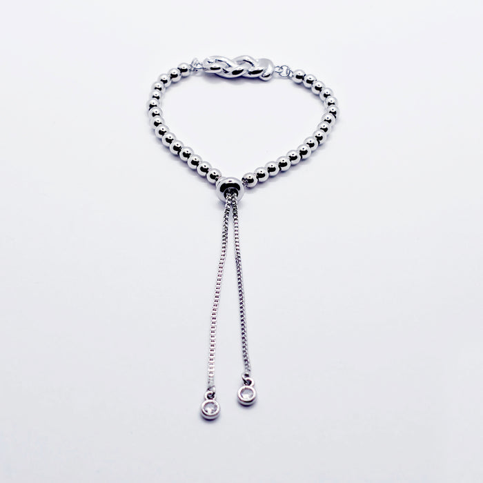Platinum Penis Noose, Adjustable Cock Bracelet with Beads