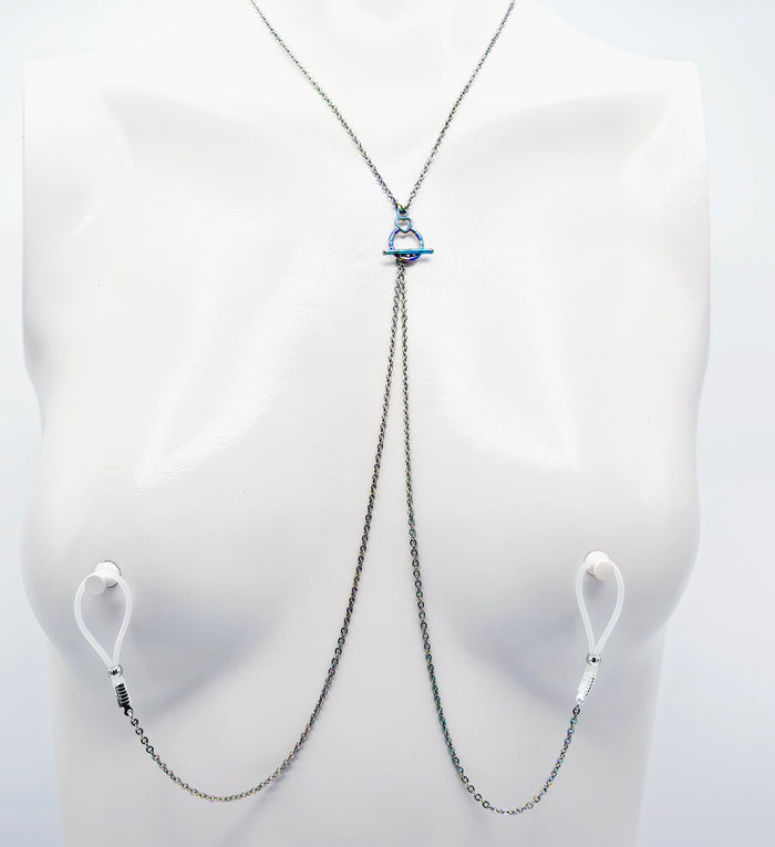 Rainbow Stainless Steel, with Removeable Nipple Chains