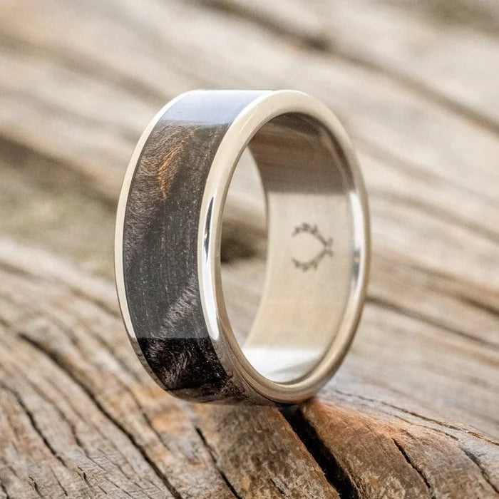 "Rainier" - Dark Maple Wood Wedding Ring - Titanium (8mm) - Size 13 3/4-Staghead Designs