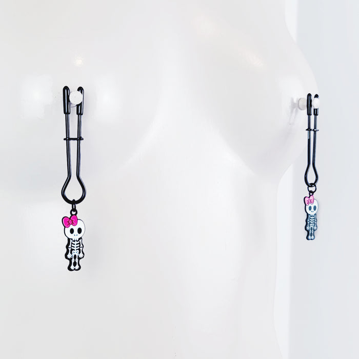Skeleton Nipple Clamps, Halloween Sex Toy For Women. BDSM Submissive, MATURE, DDLG