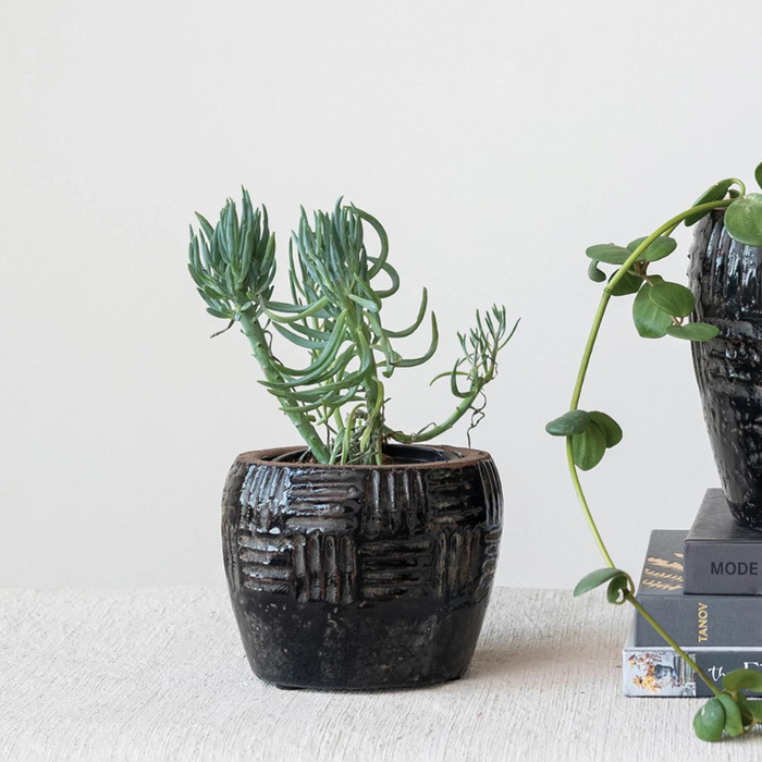 Smaller Embossed Terra-cotta Planter