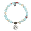 Snakeskin Jasper Gemstone Bracelet with Cardinal Sterling Silver Charm