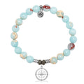 Snakeskin Jasper Gemstone Bracelet with Compass Rose Sterling Silver Charm