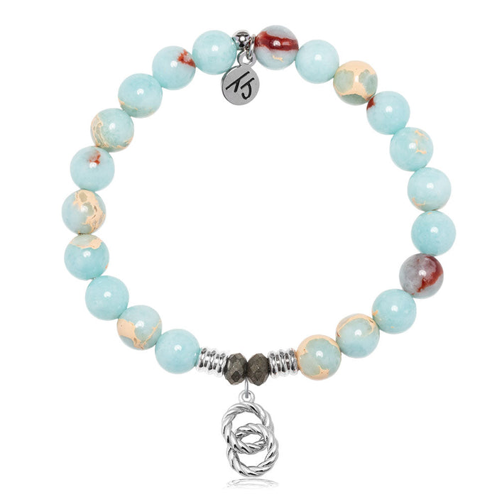 Snakeskin Jasper Gemstone Bracelet with Forever Connected Sterling Silver Charm