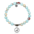 Snakeskin Jasper Gemstone Bracelet with White Cardinal CZ Sterling Silver Charm