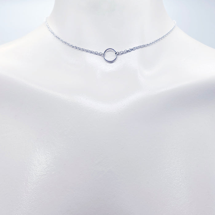 Stainless Steel Circle of O Necklace, Discreet Day Collar, 24/7 BDSM Submissive Collar, Choker
