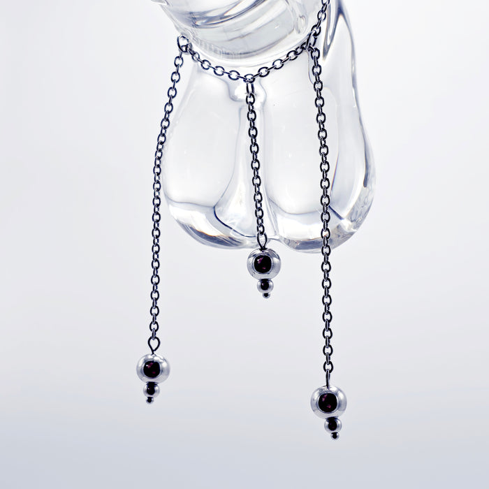 Stainless Steel Triple Bead Dangle Chain Penis Noose.