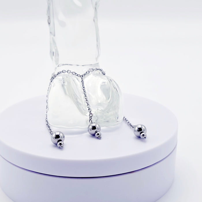 Stainless Steel Triple Bead Dangle Chain Penis Noose.