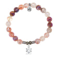 Strawberry Quartz Gemstone Bracelet with Shine Like A Diamond Sterling Silver Charm