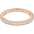 A round-cut white Vittore ring with rose gold-tone plating, from the Swarovski Vittore collection.