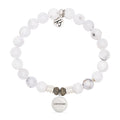 White Chalcedony Gemstone Bracelet with Endless Love Godmother Sterling Silver Charm