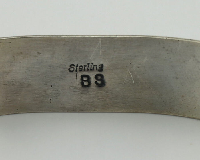 Women's Navajo Bracelet 925 Silver Natural Pink Mussel Native American Signed BB