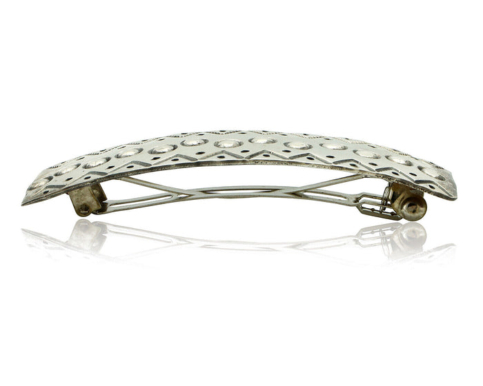 Women's Navajo Hair Clip Barrette .925 Silver Hand Stamped Native Artist C.80's
