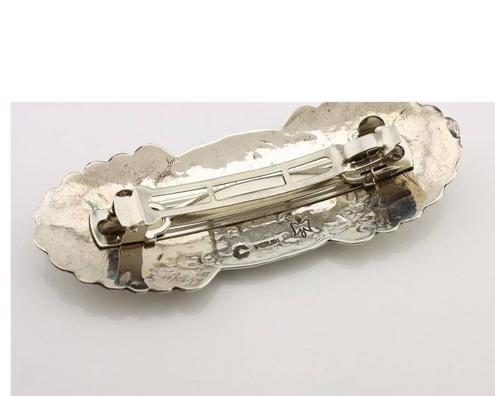 Women's Navajo Hair Clip Hand Stamped 925 Silver Artist Signed C Montoya C.80's