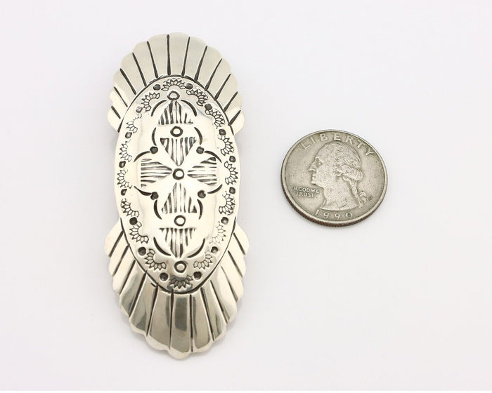 Women's Navajo Hair Clip Hand Stamped 925 Silver Artist Signed C Montoya C.80's