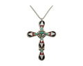 Zuni Cross Pendant 925 Silver Natural Gemstone Zeno & Maryann Edaaki C.80's