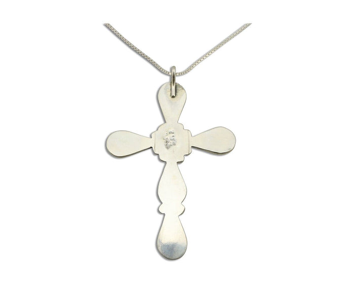 Zuni Cross Pendant 925 Silver Natural Gemstone Zeno & Maryann Edaaki C.80's