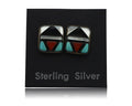 Zuni Earrings 925 Silver Natural Gemstones & Turquoise Native Artist C.80's