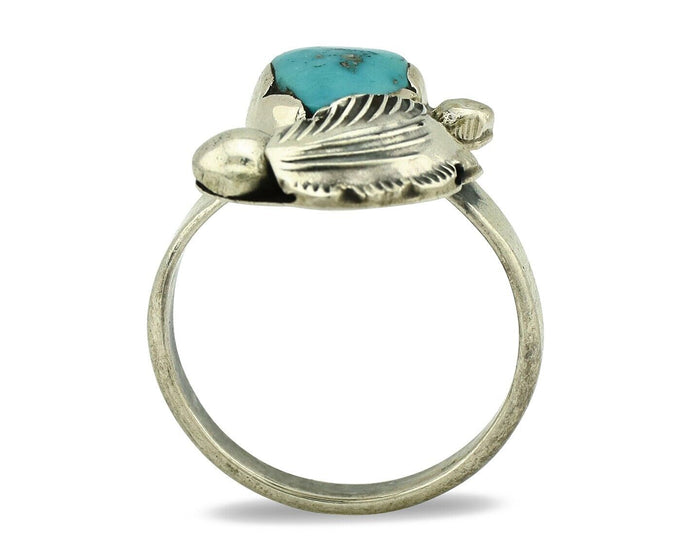 Zuni Ring 925 Silver Natural Blue Gem Turquoise Artist Signed Simplicio C.80's