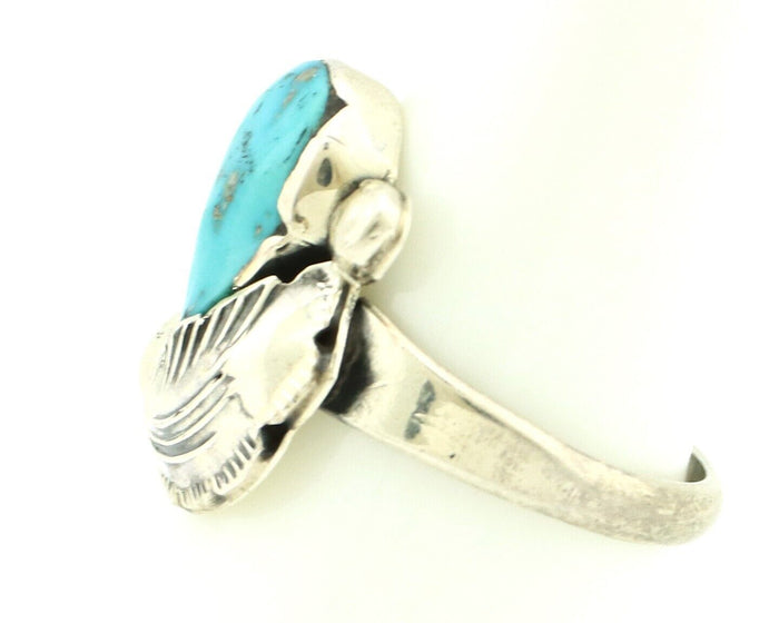 Zuni Ring 925 Silver Natural Blue Gem Turquoise Artist Signed Simplicio C.80's