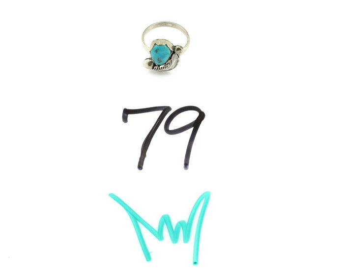 Zuni Ring 925 Silver Natural Blue Gem Turquoise Artist Signed Simplicio C.80's
