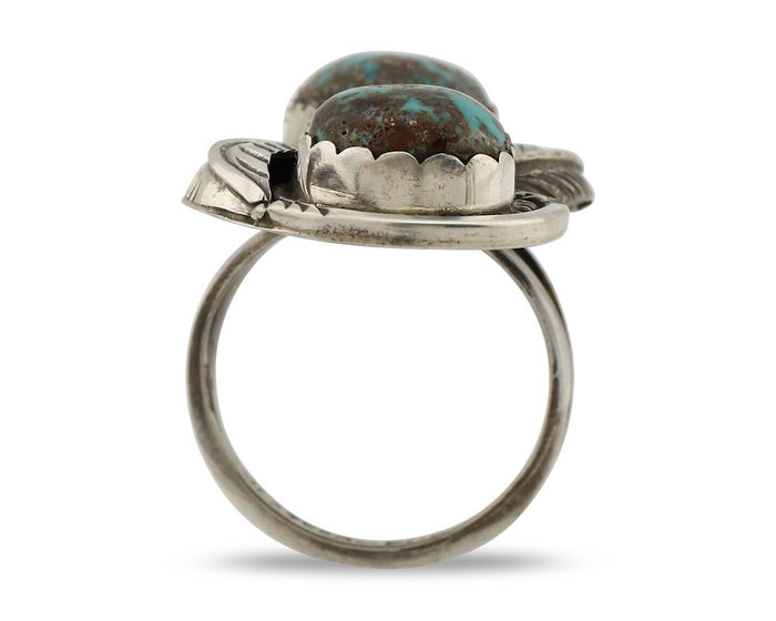Zuni Ring .925 Silver Natural Blue Turquoise Artist Signed Platoro FNE C.80's
