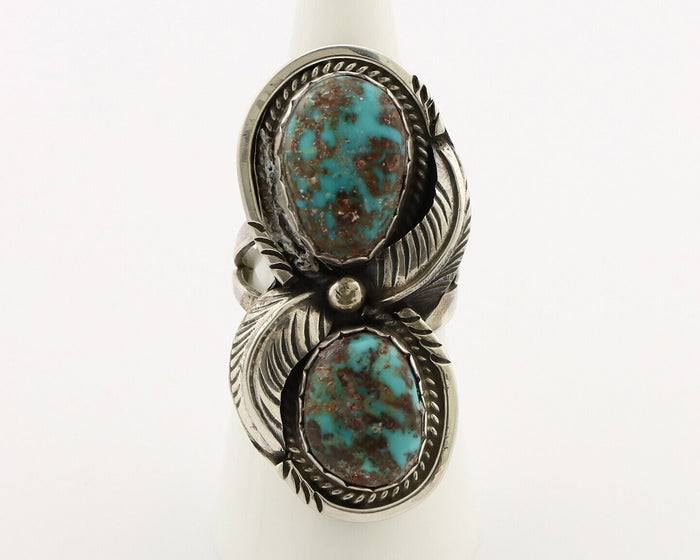 Zuni Ring .925 Silver Natural Blue Turquoise Artist Signed Platoro FNE C.80's