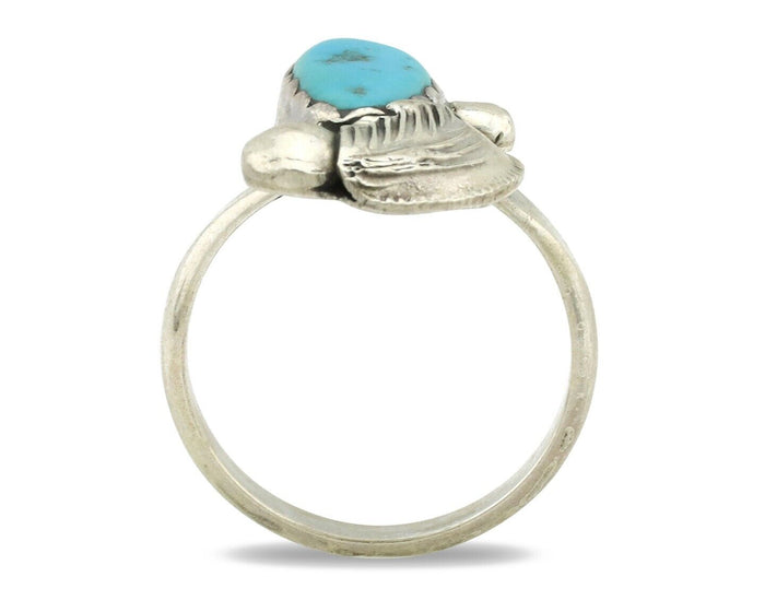 Zuni Ring 925 Silver Natural Mined Blue Turquoise Artist Signed Simplicio C.80's