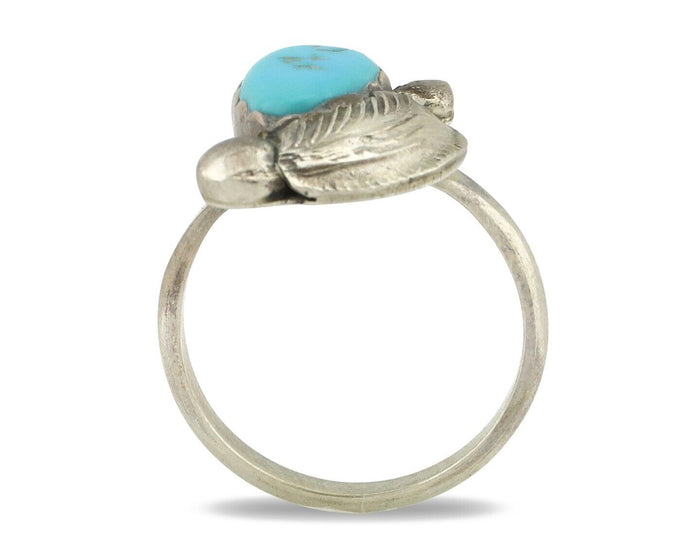 Zuni Ring 925 Silver Natural Mined Blue Turquoise Artist Signed Simplicio C.80's