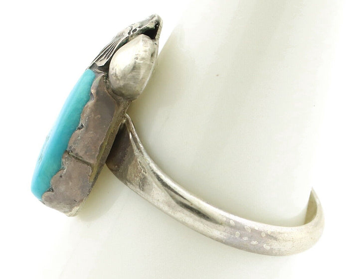 Zuni Ring 925 Silver Natural Mined Blue Turquoise Artist Signed Simplicio C.80's