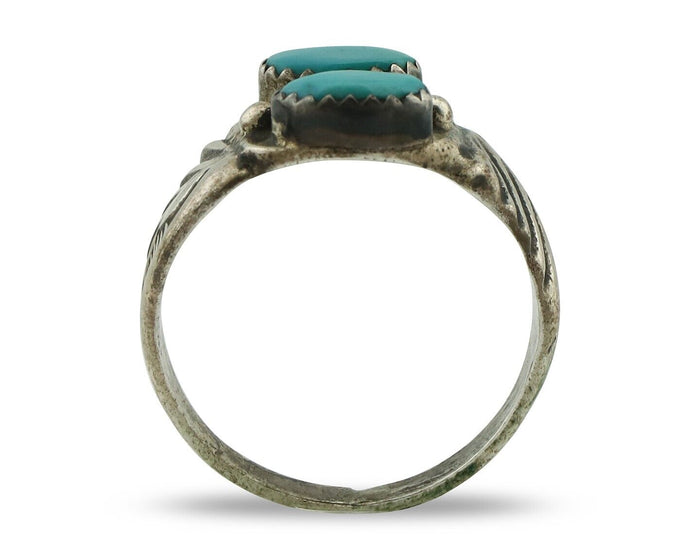 Zuni Ring .925 Silver Natural Sleeping Beauty Turquoise Native Artist C.80's