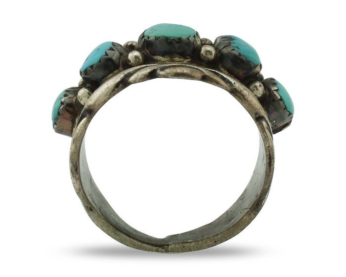 Zuni Ring .925 Silver Natural Sleeping Beauty Turquoise Native Artist C.80's